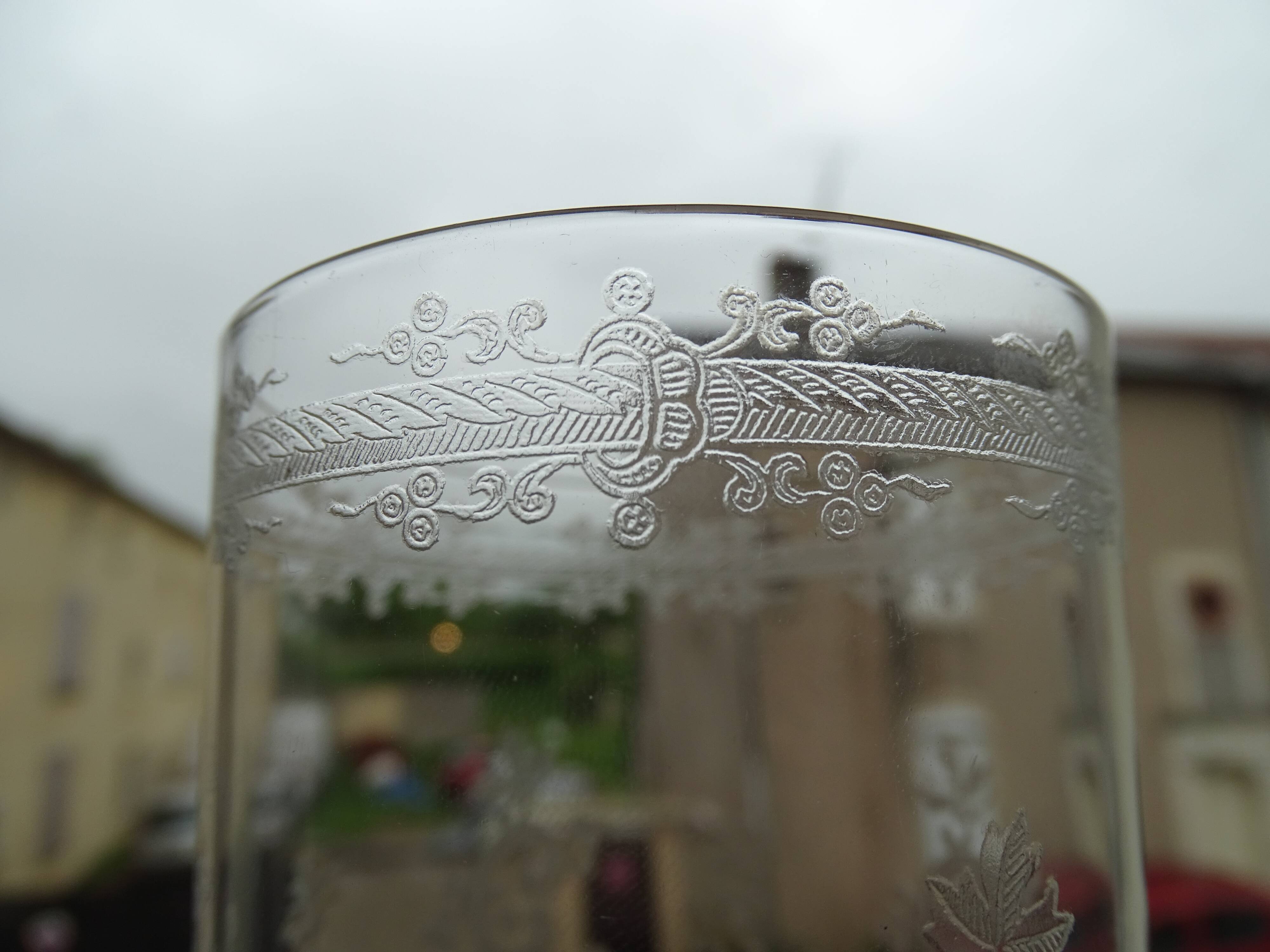 Baccarat crystal goblet model engraved with Baccarat initial "B" on frieze