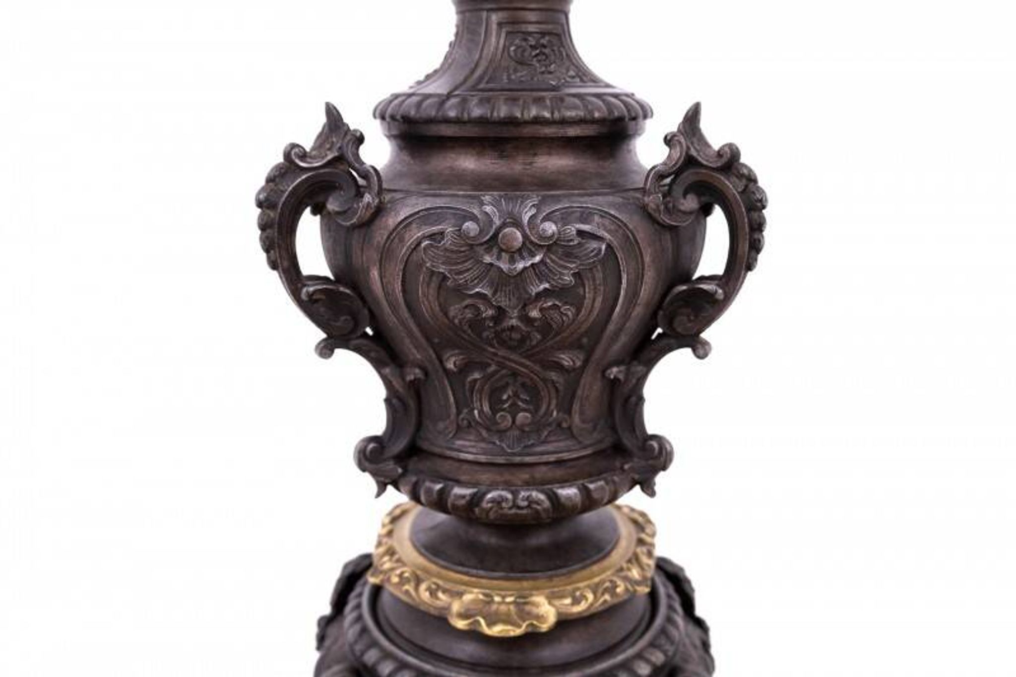 Pair of bronze oil lamps, France, circa 1880.