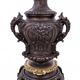 Pair of bronze oil lamps, France, circa 1880.