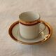 6 coffee cups + saucers in Gien porcelain – Empire style, gold trim