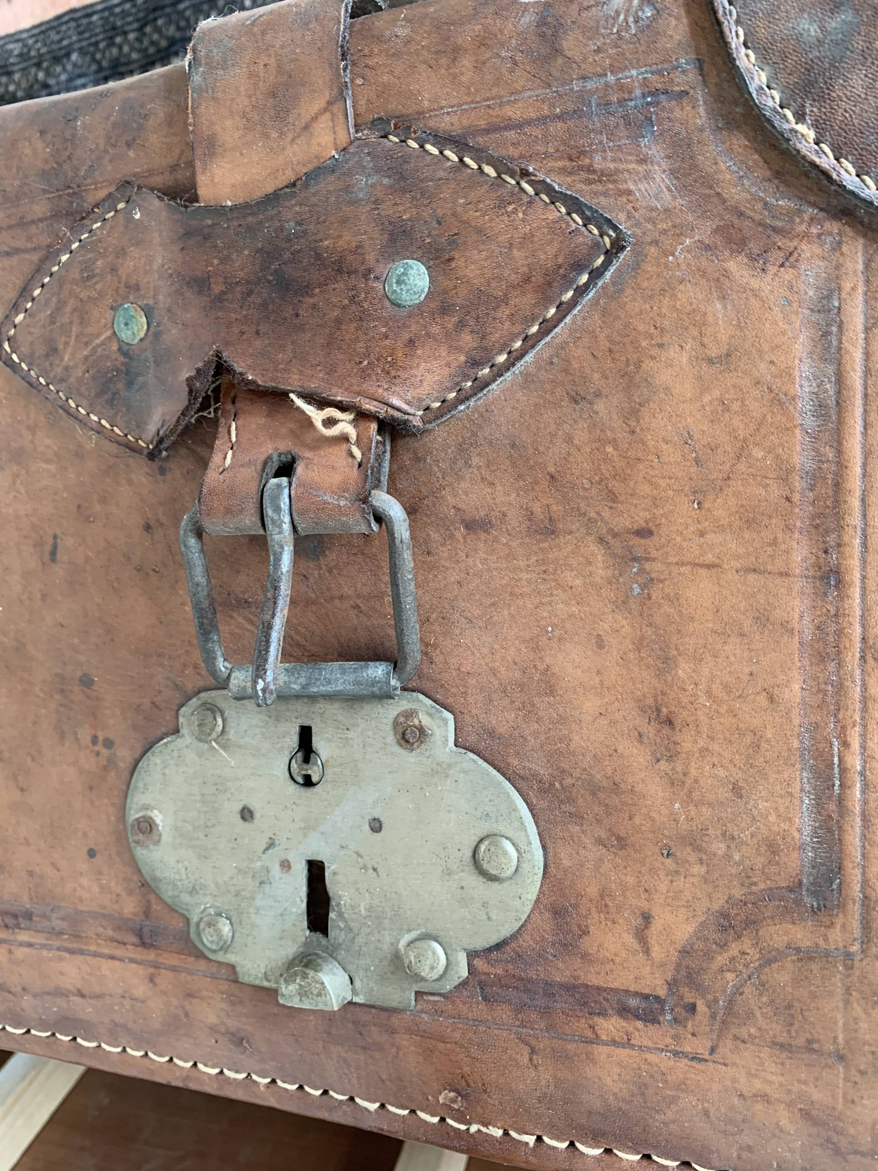 Old leather trunk