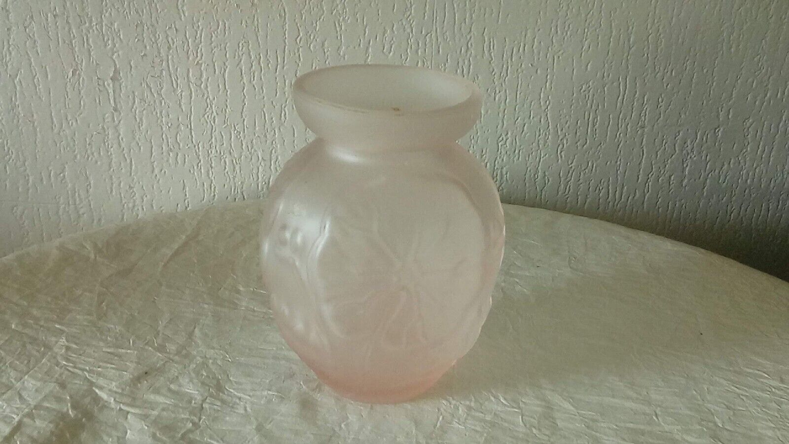 Glass vase press mold pink floral art deco decor