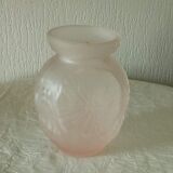 Glass vase press mold pink floral art deco decor