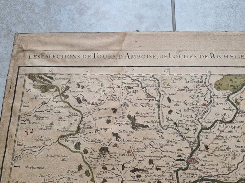 Gravure carte des élections de Tours et ses environs par le seigneur Jaillot, 1711