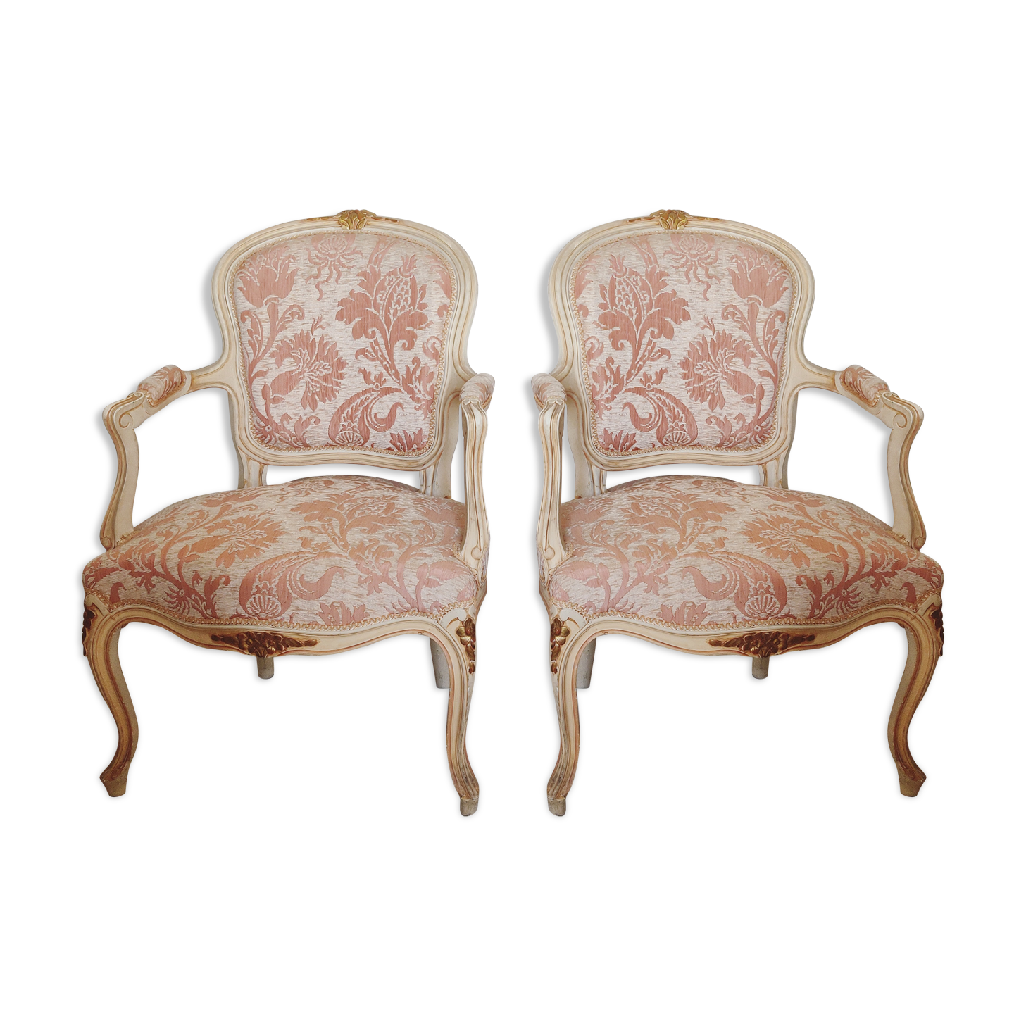 Two Louis XV style convertible armchairs