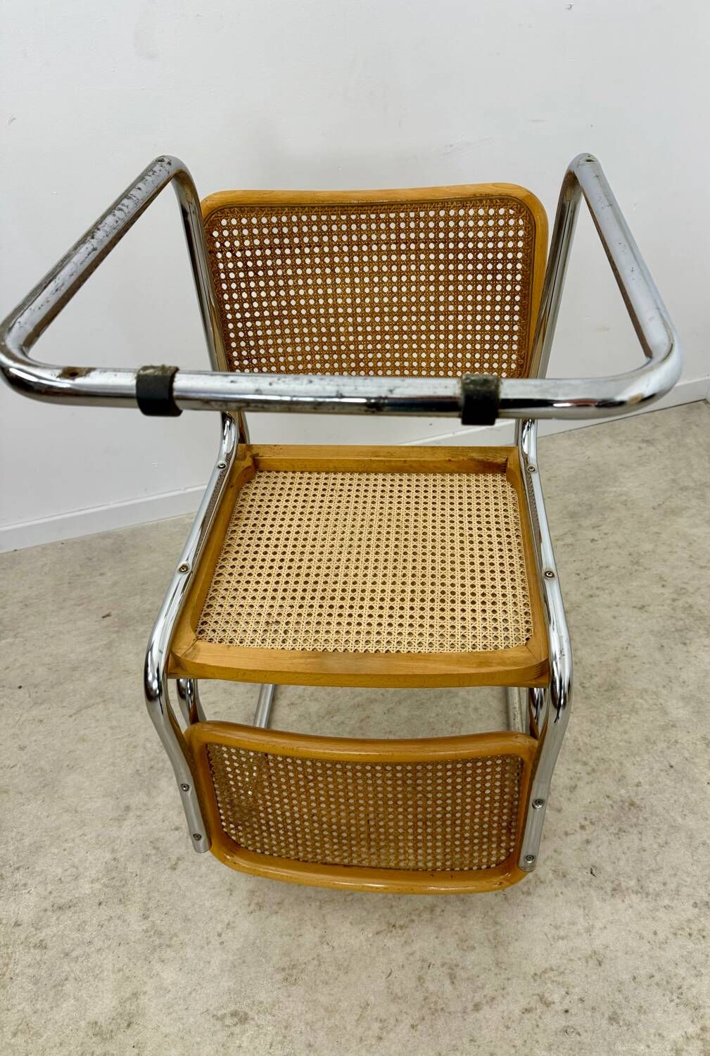 Lot of 2 identical caned chairs Cesca B32 design Marcel Breuer 1970 Made in Italy vintage