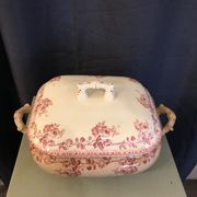 Tureen in faience choisy the king nineteenth floral decoration of roses