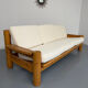 Canapé en pin massif et bouclette design scandinave des années 70