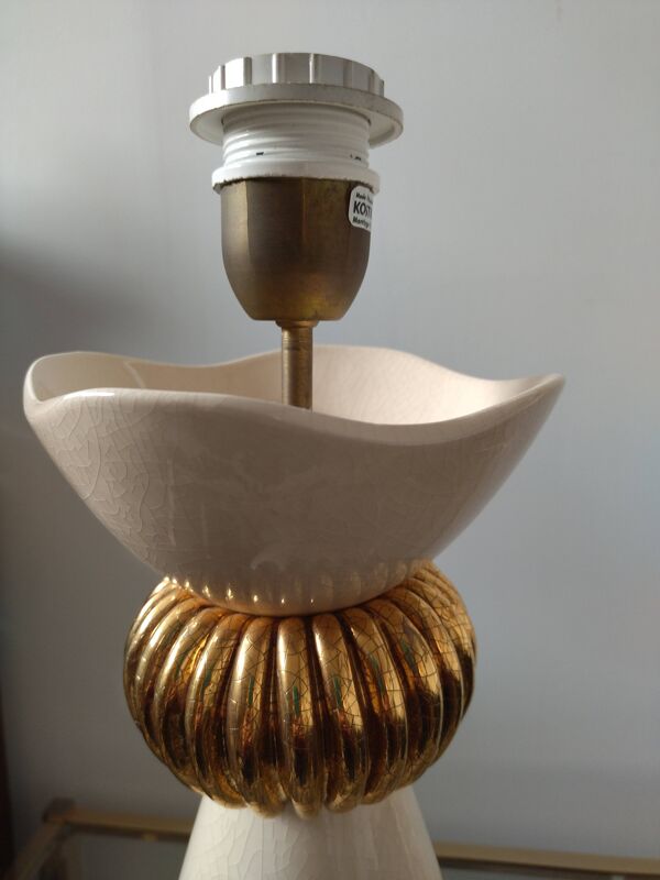 Lampe Kostka blanc et or