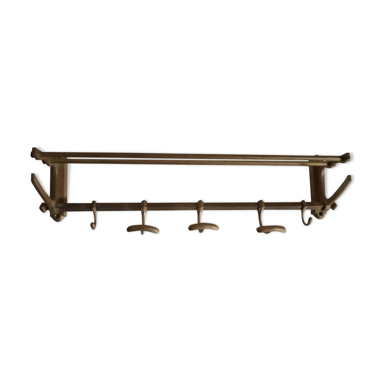 old brass wall coat rack