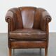 Dark Sheepskin Leather Club Chair with Black Piping