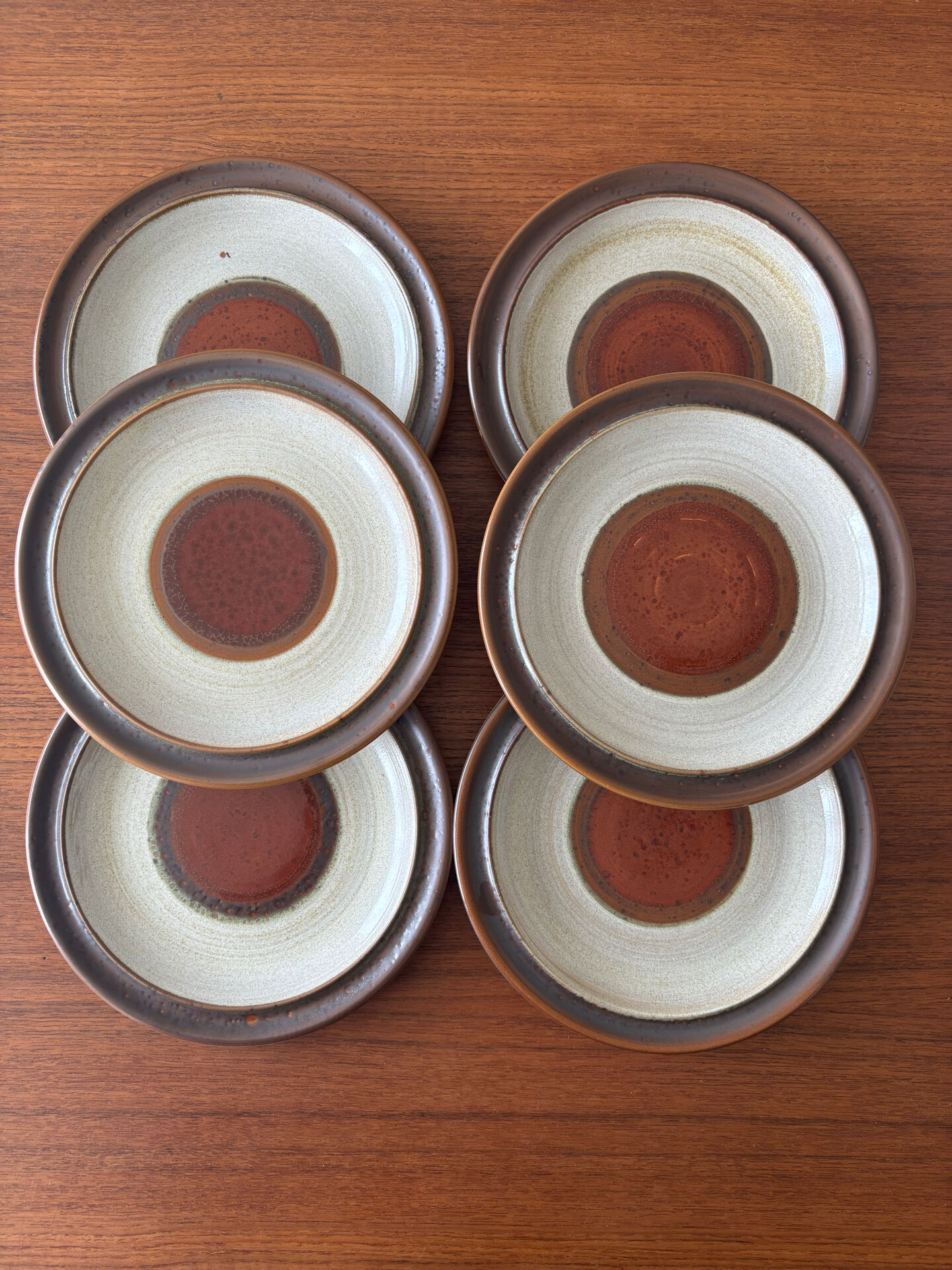 Lot of 6 vintage Denby England dessert plates – Brown glazed stoneware and