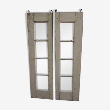 White Mirrors Pair Recycled Old Teak Wood Window