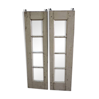 White Mirrors Pair Recycled Old Teak Wood Window