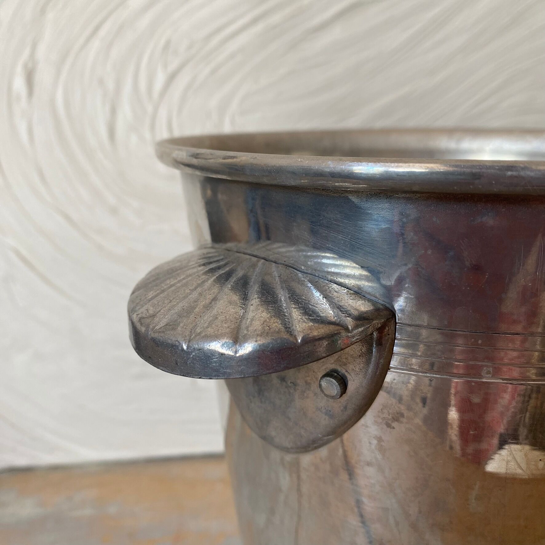 Champagne bucket with shell handles from the 1940s-50s.