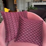 Burgundy and pink Kachin cushion cover (RIDA)