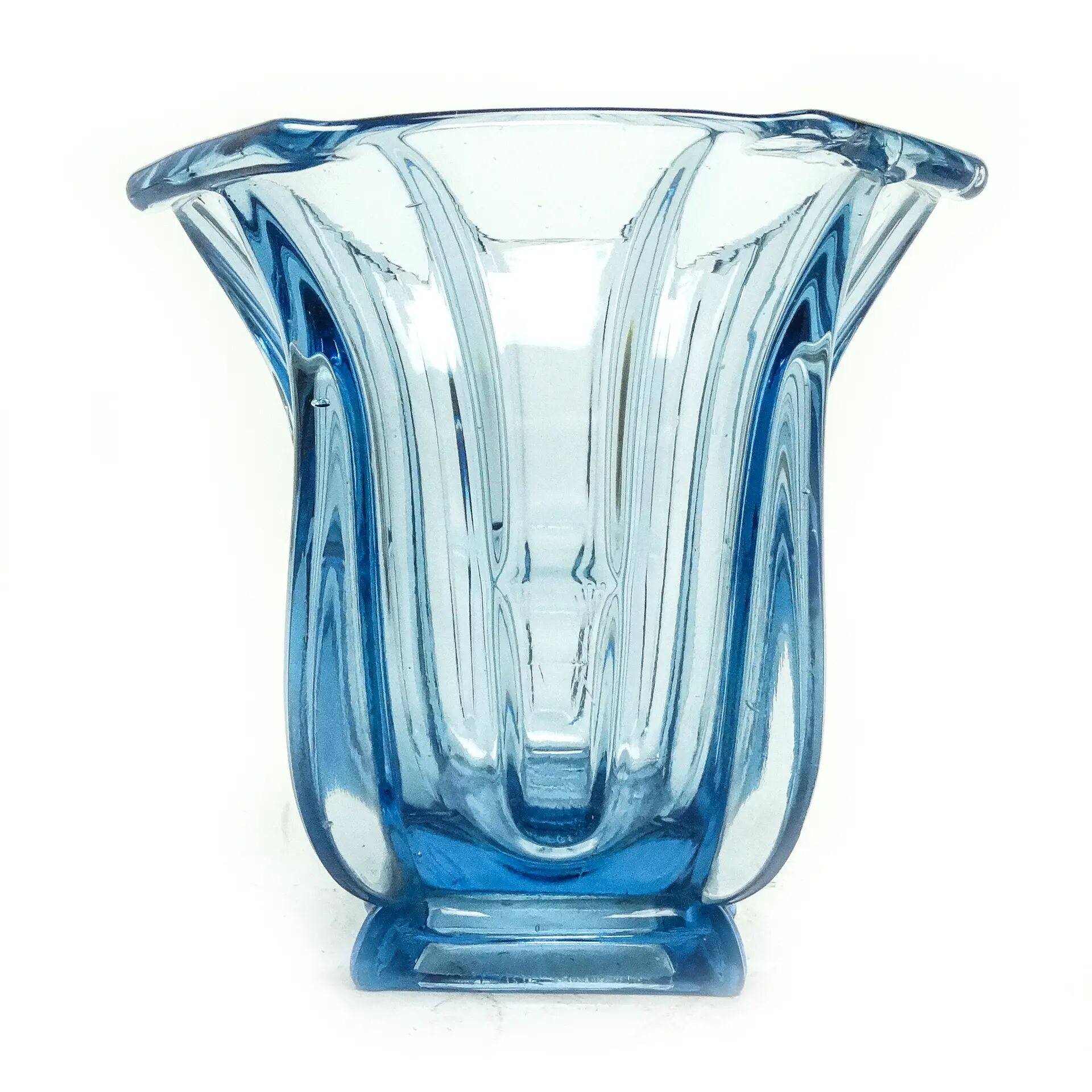 Art Deco vase, pressed glass, Zawiercie Glassworks, Poland, 1930s