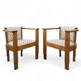 Paire de fauteuils club sculpturaux Art Déco, années 1930