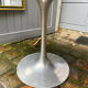 Round table aluminum and patinated solid oak