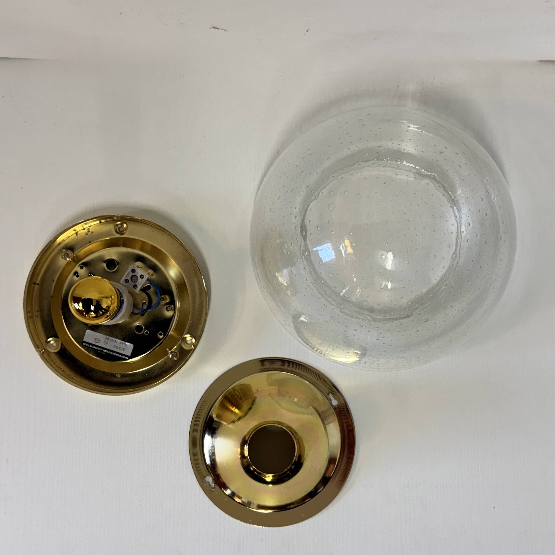Hoffmeister bubble glass gold ceiling or wall lamp