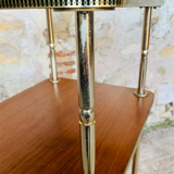 Three-shelf side table in teak and brass 60/70s