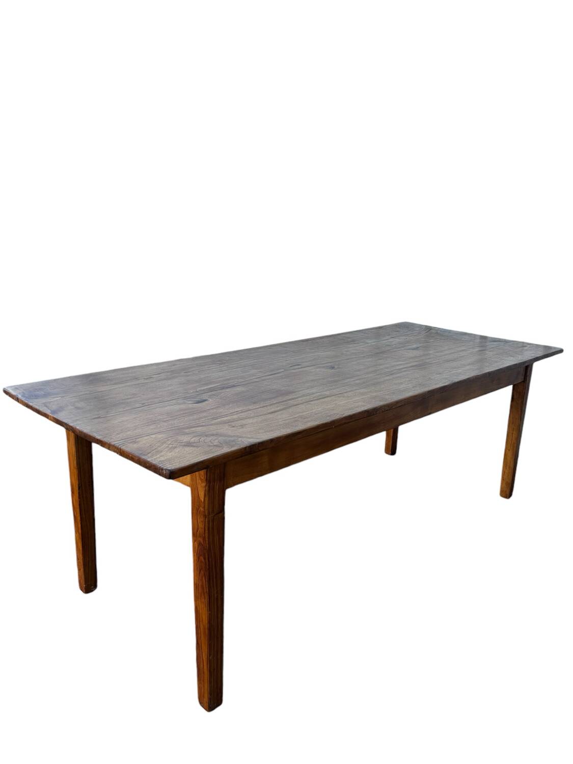 Large 19th century solid elm farmhouse table