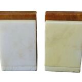 Serre-livres vintage en albâtre, milieu du siècle