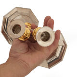 2 candlesticks and 1 silver metal candlestick circa 1980