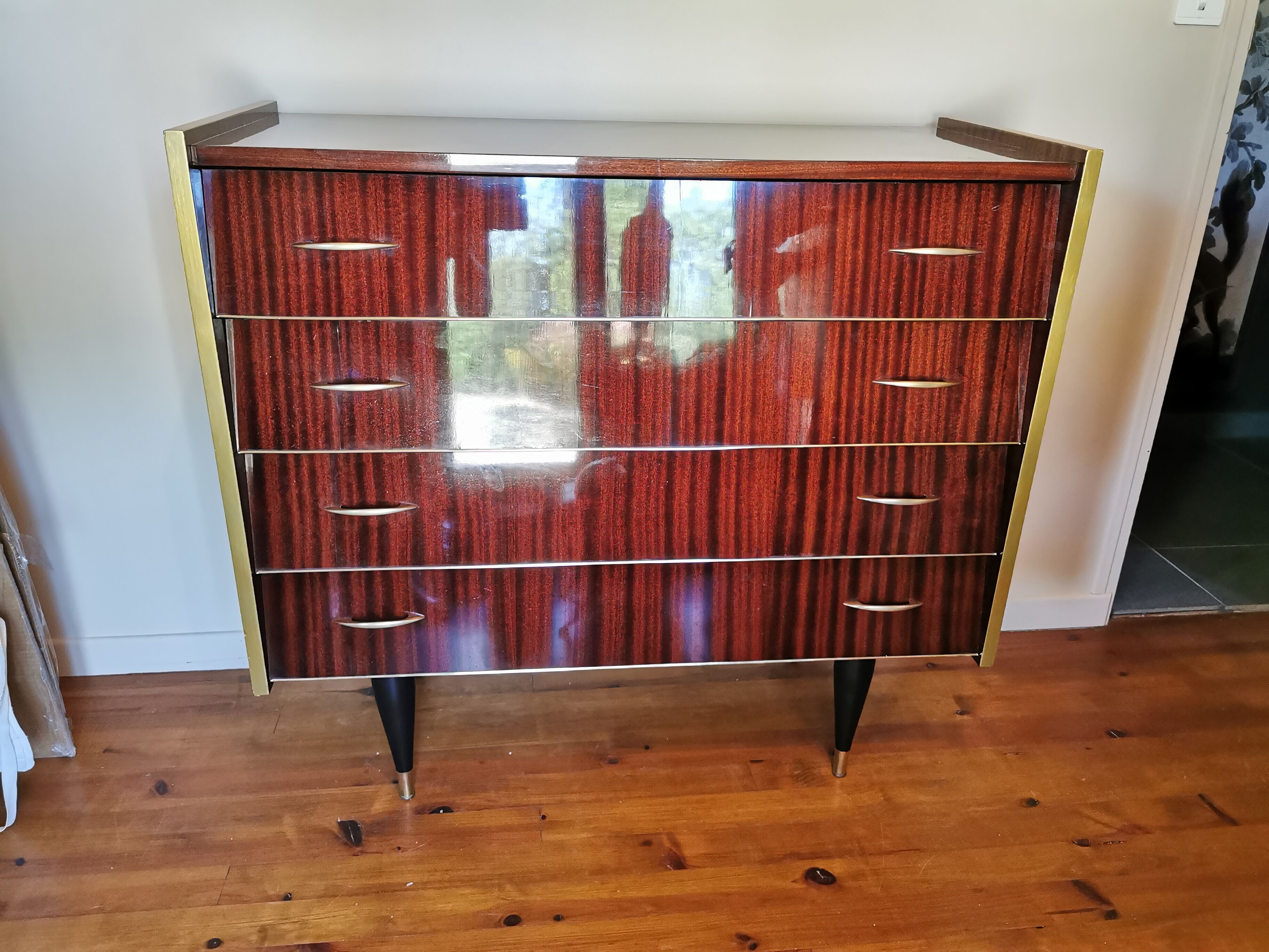 Large vintage chest of drawers 4 drawers restyled