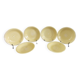 Lots de 6 anciennes assiettes creuses Longchamp France jaune soleil