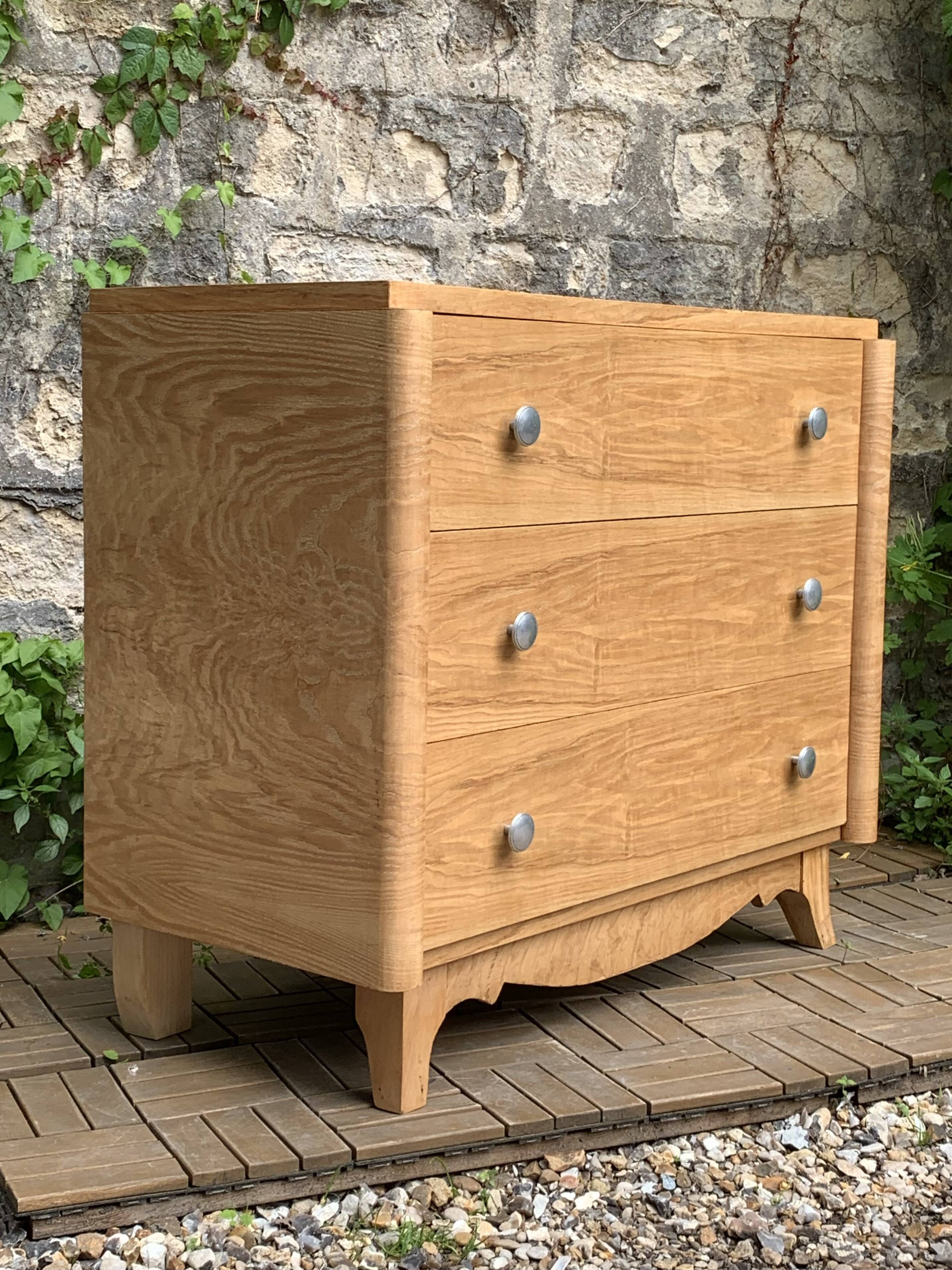 Raw oak art deco chest of drawers