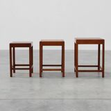 Set of 3 oak wood stacking tables in Art Deco style, France ca. 1925