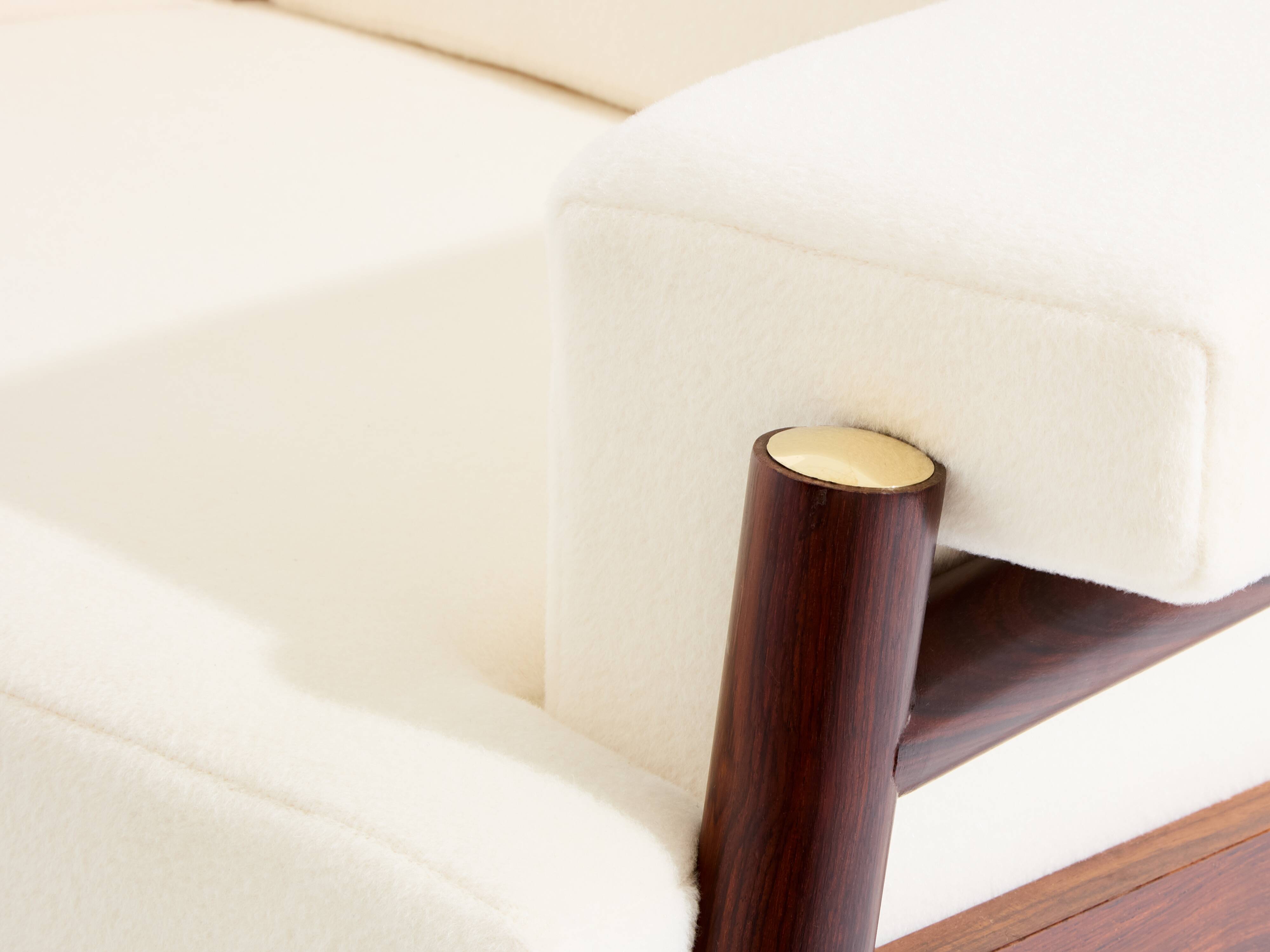 Pair of armchairs by Carlo De Carlo, rosewood, leather, brass, 1966