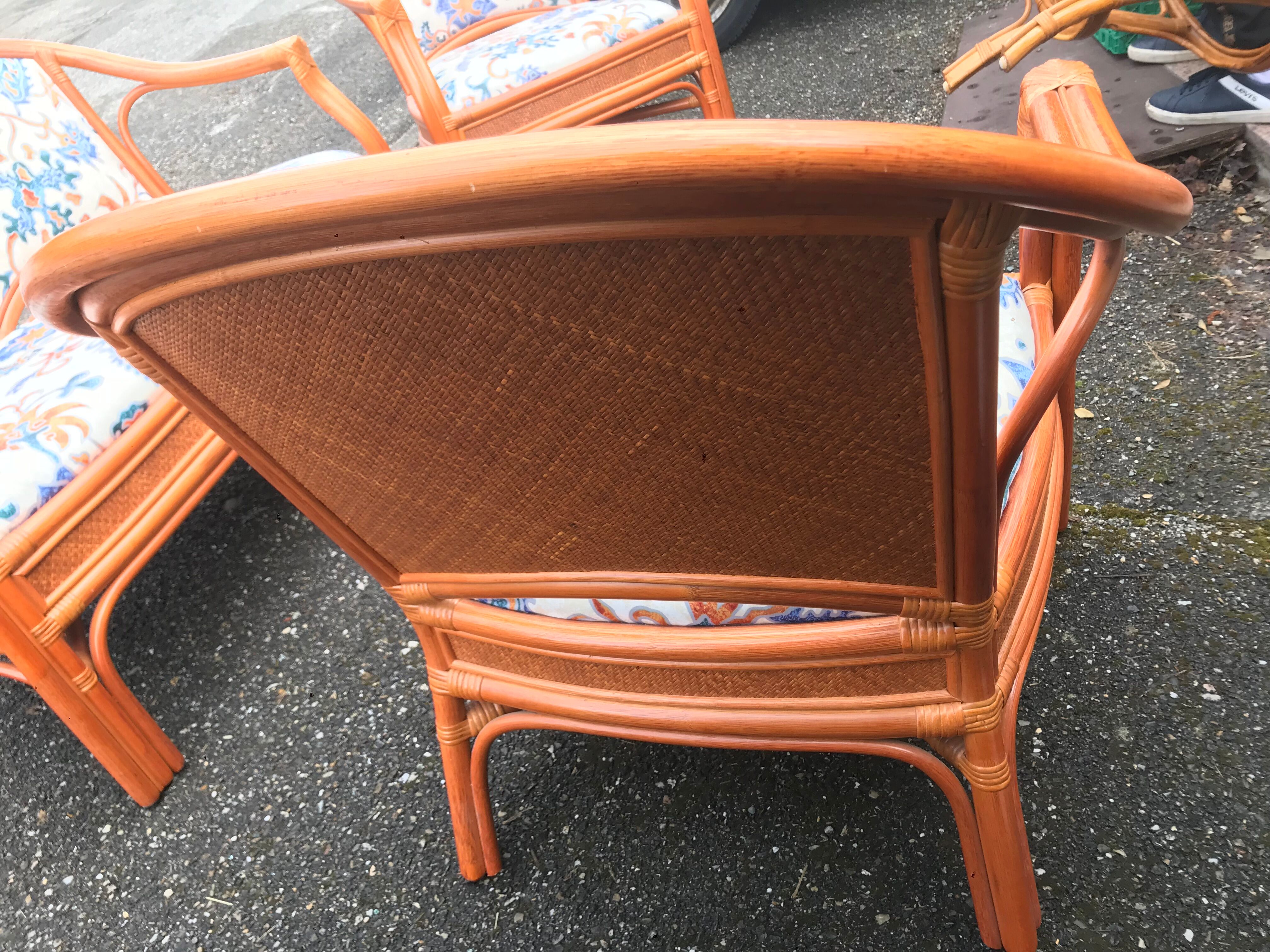 Bench and 2 rattan chairs