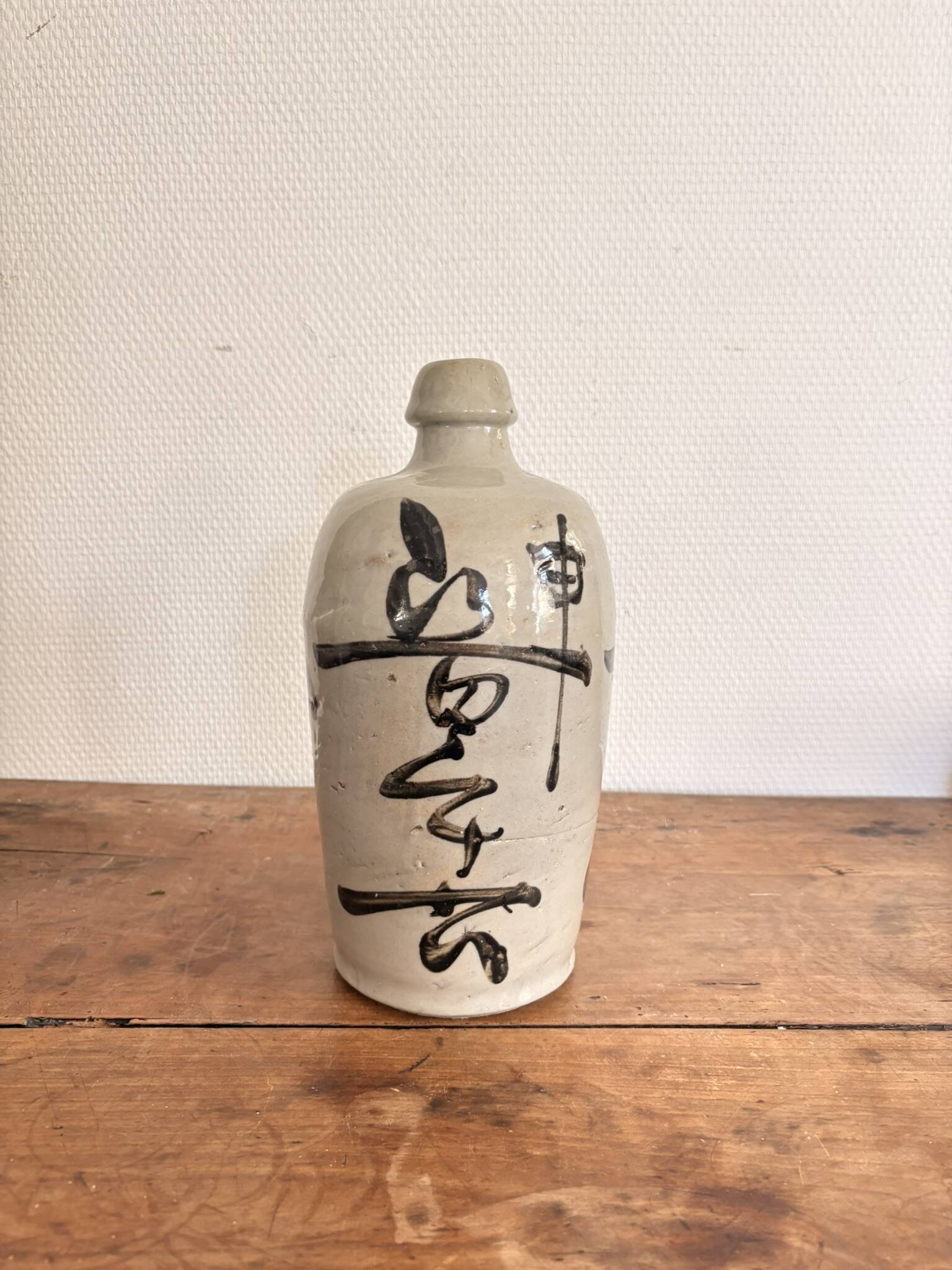 Bouteille Sake Bimbo Tokkuri Gres Japon Calligraphie Bouteille De Tokku Edo
