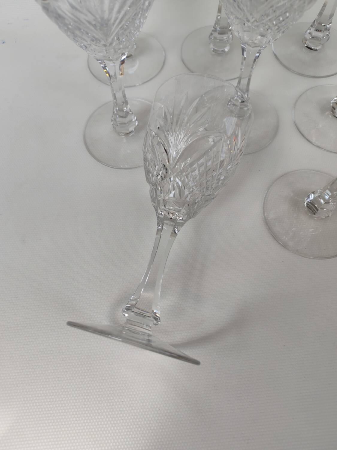 8 large Saint Louis crystal glasses, Moselle model. 1930s.