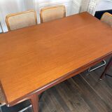 Large teak dining room table with hidden extensions - 6 to 10 people - Johannes Andersen for Uldum Mobelfabrik (Denmark) - 1960 (160 to 226cm)