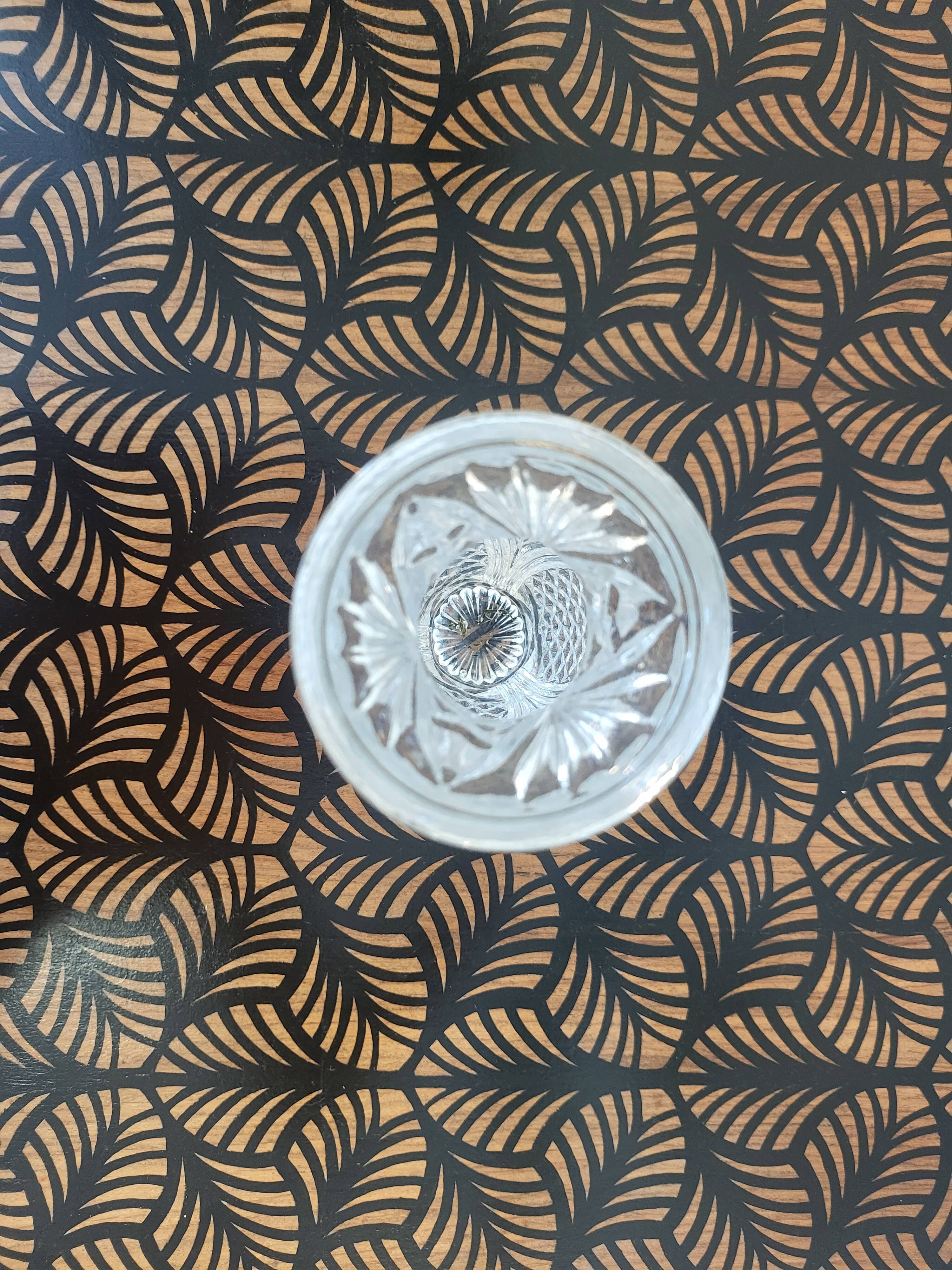 Vintage chiseled transparent glass vase