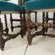 Set of 6 blue velvet chairs in Louis XIII 19th century style