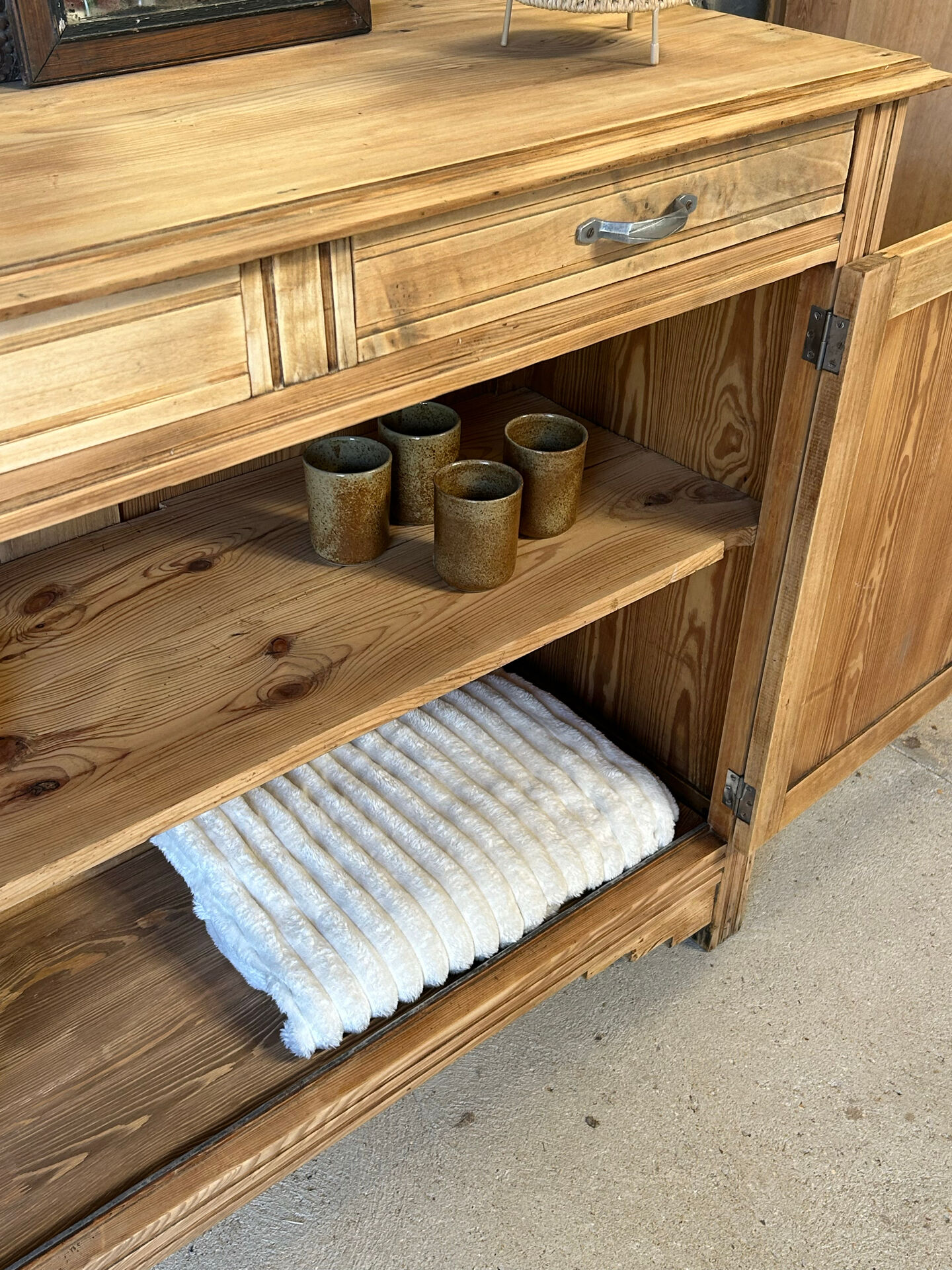 Antique buffet in solid pitch pine