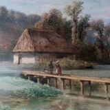 Pierre Girard, Paysage de campagne, watercolour, 1854