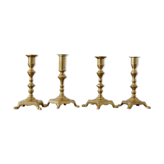 Brass candleholders, denmark, 1960, set of 4