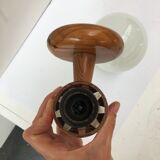 Modernist wall lamp in pine and opaline