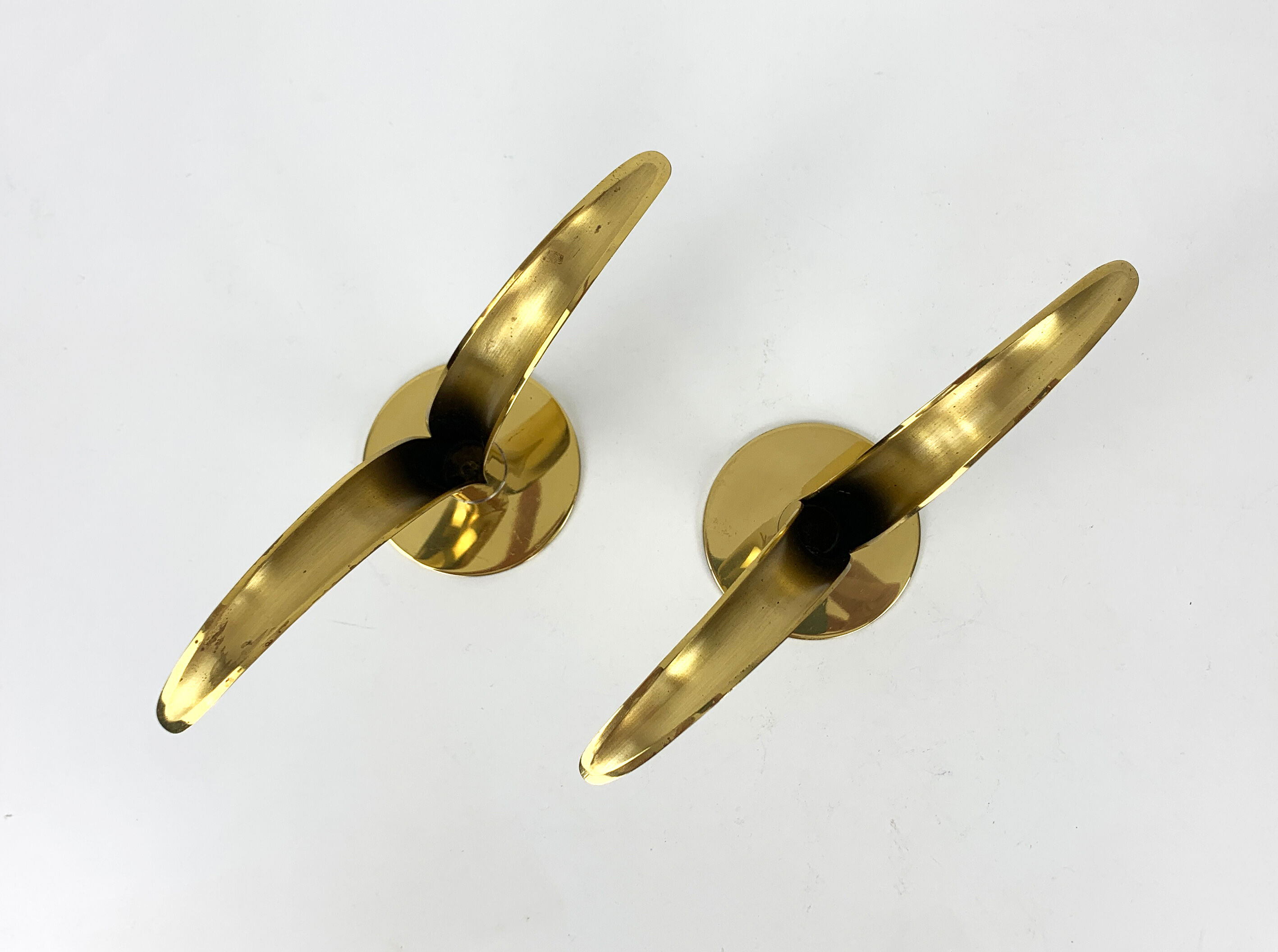 Pair of Lily brass candle holders, Ystad Metall, Sweden, design Ivar Ålenius Björk