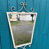 Vintage 1950s ivory metal mirror