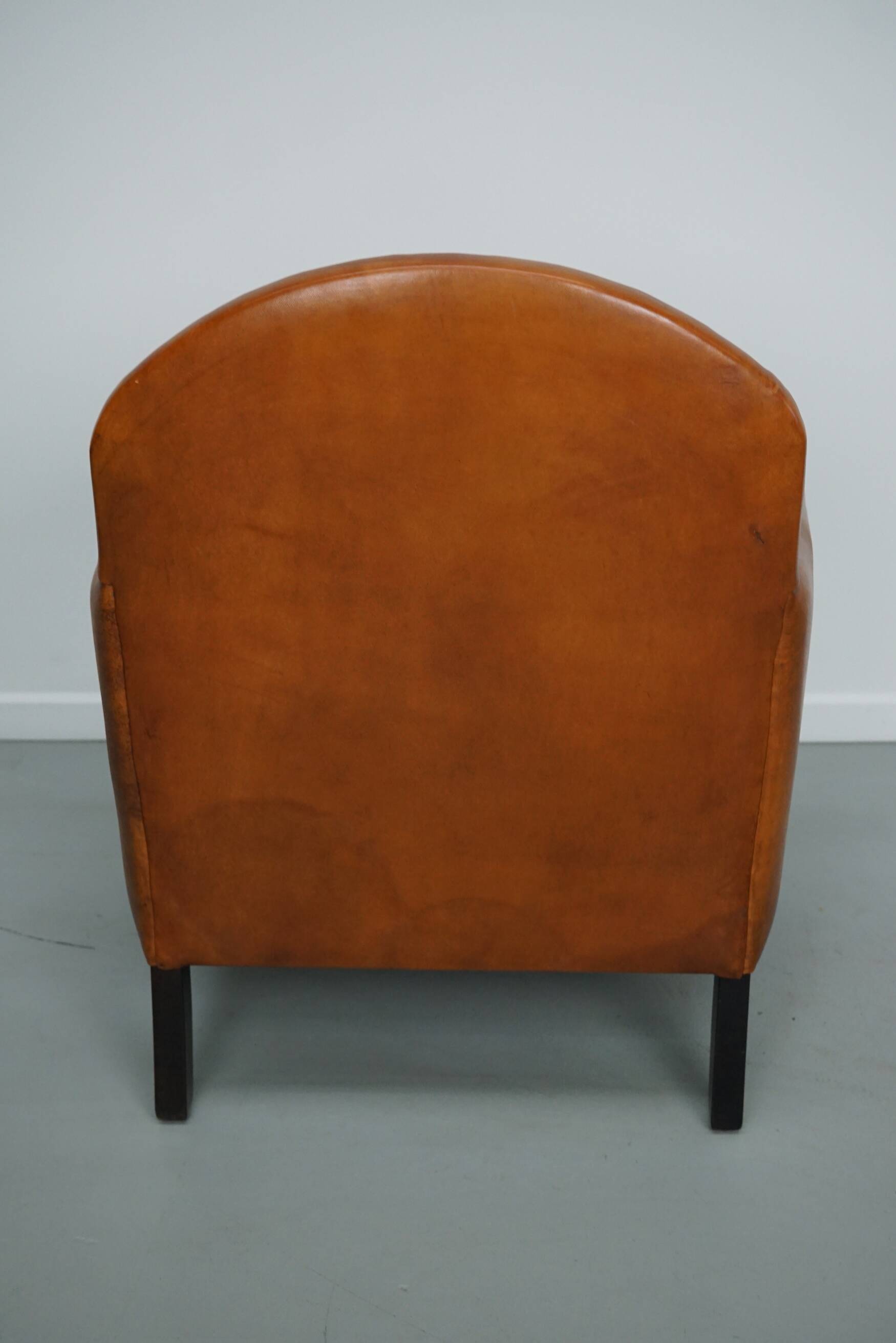 Fauteuil club néerlandais vintage en cuir de couleur cognac