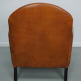 Fauteuil club néerlandais vintage en cuir de couleur cognac