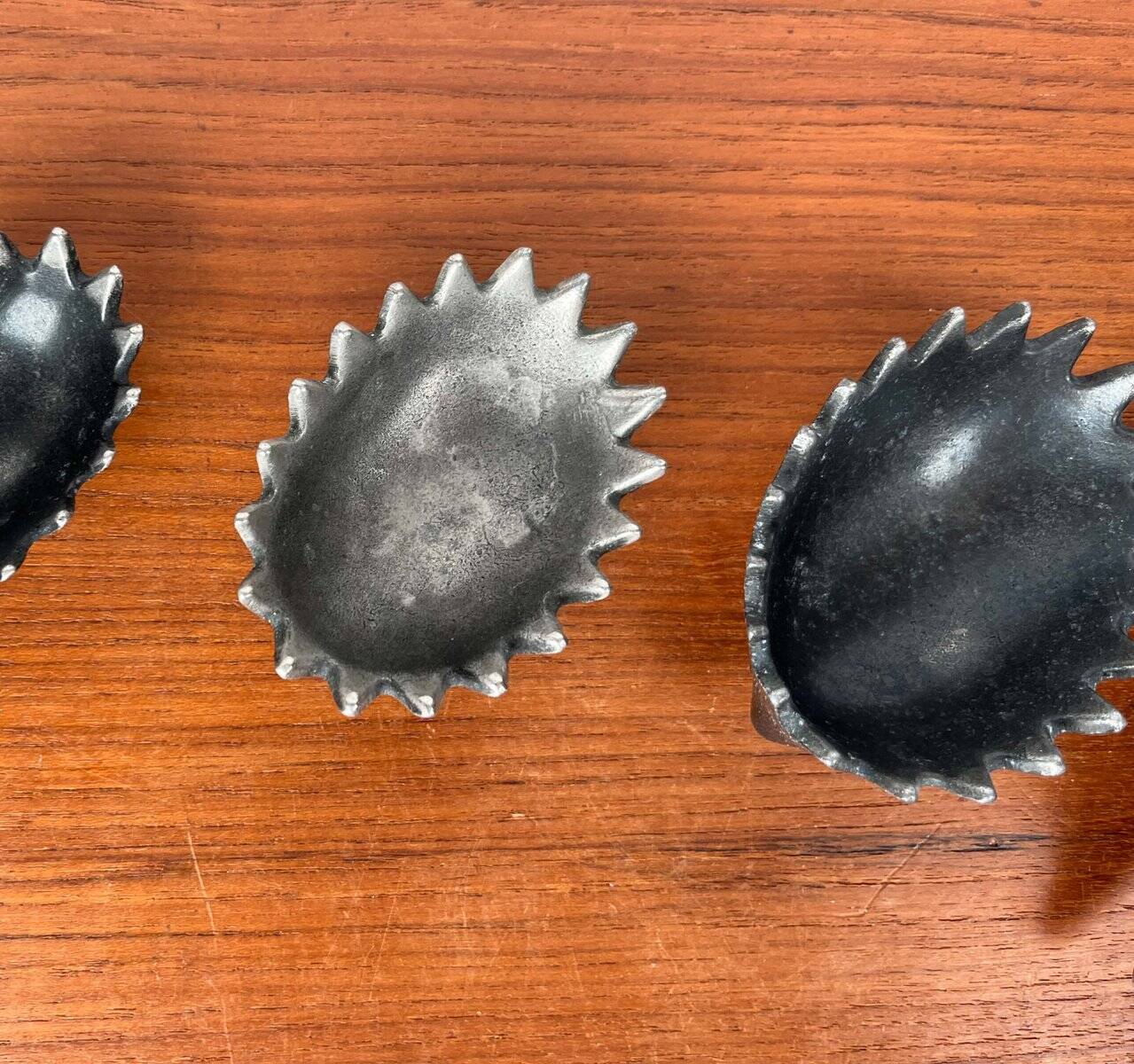 Stackable metal ashtray hedgehog mid-century USSR, 1960s, set of 6