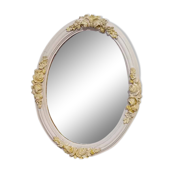 Miroir coiffeuse ancien avec moulures florales