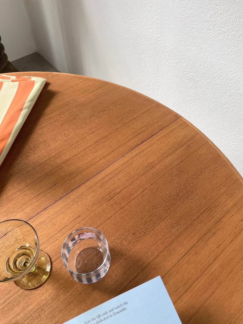 Scandinavian round teak table with extension